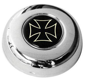 Chrome Horn Button - With Iron Cross Logo