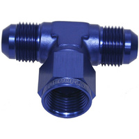 Aeroflow AN TEE -3AN FEMALE NUT BLUE SWIVEL NUT ON SIDE