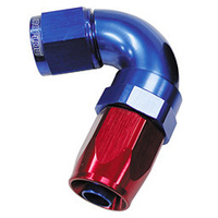 Aeroflow 150 Series Taper Full Flow Hose End -10AN Female to -10AN Hose 120-Degree Blue/Red AF154-10