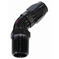 Aeroflow 550 Series Full Flow Hose End 3/8" NPT Male to -06AN Hose 45-Degree Black AF528-06-06BLK