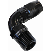 Aeroflow 550 Series Full Flow Hose End 3/8" NPT Male to -06AN Hose 90-Degree Black AF529-06-06BLK