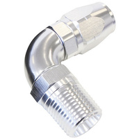 Aeroflow 550 Series Full Flow Hose End 1/2" NPT Male to -08AN Hose 90-Degree Silver AF529-08-08S