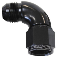 Aeroflow Full Flow Adapter -20AN Female to -20AN Male 90-Degree Black AF543-20BLK