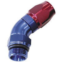 Aeroflow 550 Series Full Flow Hose End -04ORB Male to -06AN Hose 45-Degree Blue/Red AF544-06-04