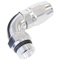 Aeroflow 550 Series Full Flow Hose End -08ORB Male to -08AN Hose 90-Degree Silver AF549-08-08S