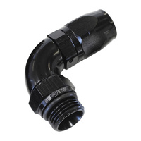 Aeroflow 550 Series Full Flow Hose End -10ORB Male to -08AN Hose 90-Degree Black AF549-08-10BLK