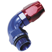 Aeroflow 550 Series Full Flow Hose End -08ORB Male to -10AN Hose 90-Degree Blue/Red AF549-10-08