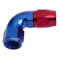 Aeroflow 550 Series Cutter Full Flow Hose End -04AN Female to -04AN Hose 90-Degree Blue/Red AF553-04