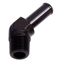 Aeroflow 45 DEG 1/8'' NPT TO 3/16'' BARB BLACK 45 DEG MALE TO MALE