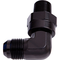 Aeroflow 90 DEG 1/2'' NPT TO -10AN BLACK MALE SWIVEL THREAD