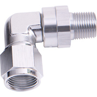 Aeroflow 90 DEG 1/2'' NPT TO -12AN SILVER FEMALE SWIVEL NUT