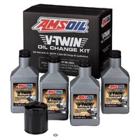 Amsoil V-Twin Oil Change Kit Black Filter 4-Quarts suit Harley 99-16 HDBK