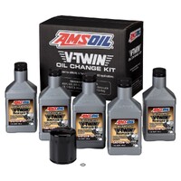 Amsoil V-Twin Oil Change Kit Black Filter 5-Quarts suit Harley 16-on HDMB