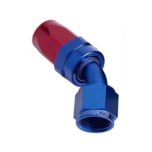 Aeroflow 100 Series Taper Hose End -06AN Female to -06AN Hose 45-Degree Blue AF102-06