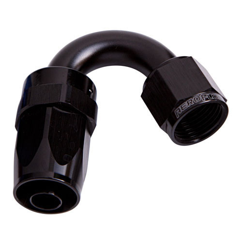 Aeroflow 100 Series Taper Hose End -04AN Female to -04AN Hose 150-Degree Black AF105-04BLK