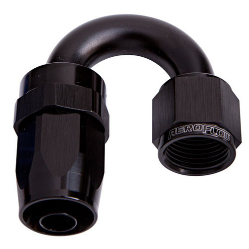 Aeroflow 100 Series Taper Hose End -04AN Female to -04AN Hose 180-Degree Black AF106-04BLK