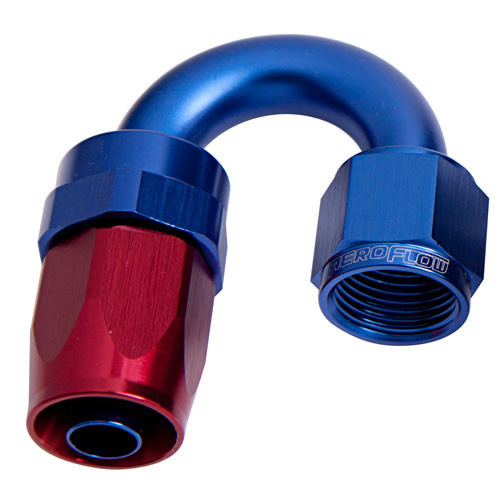 Aeroflow 100 Series Taper Hose End -06AN Female to -06AN Hose 180-Degree Blue/Red AF106-06