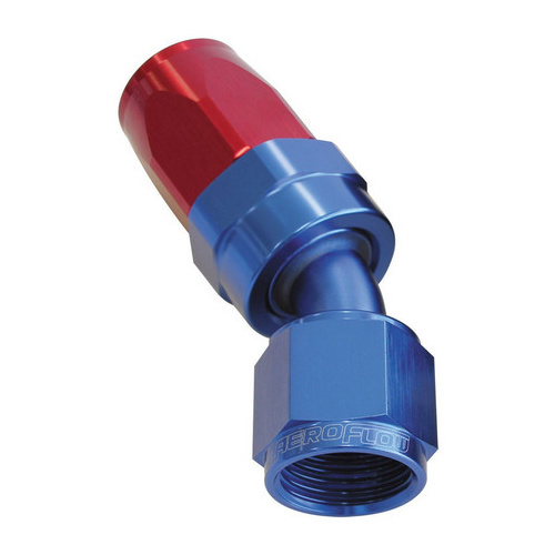 Aeroflow 100 Series Taper Hose End -04AN Female to -04AN Hose 30-Degree Blue/Red AF117-04