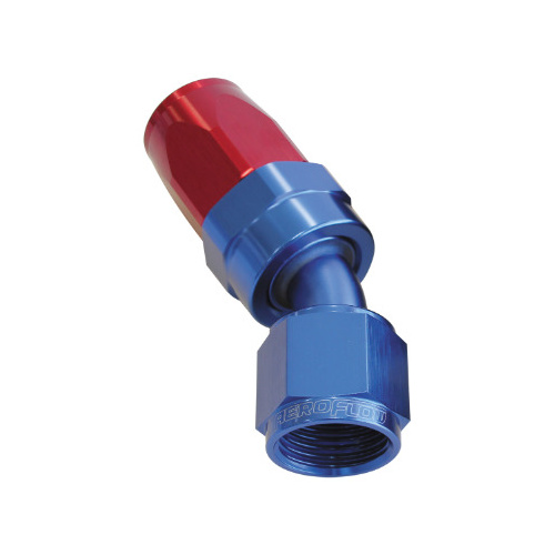 Aeroflow 100 Series Taper Hose End -06AN Female to -06AN Hose 30-Degree Blue/Red AF117-06