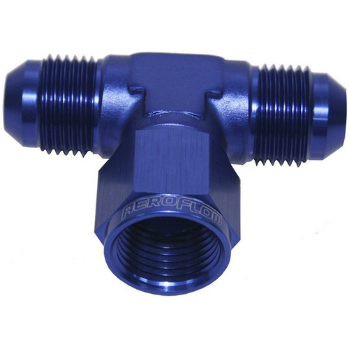 Aeroflow AN TEE -3AN FEMALE NUT BLUE SWIVEL NUT ON SIDE