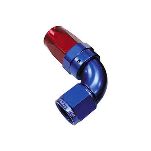 Aeroflow 150 Series Taper Full Flow Hose End -04AN Female to -04AN Hose 90-Degree Blue/Red AF153-04