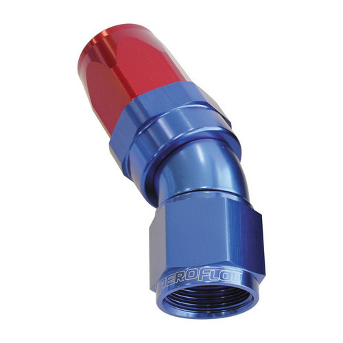 Aeroflow 150 Series Taper Full Flow Hose End -04AN Female to -04AN Hose 30-Degree Blue/Red AF197-04