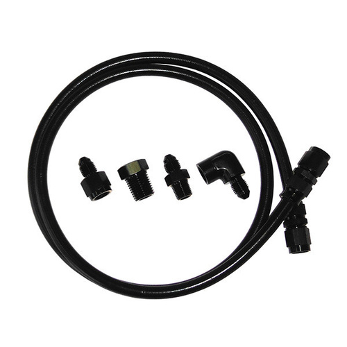 Aeroflow -3AN x 6ft BLACK BRAIDED LINE KIT WITH FITTINGS INCLUDED