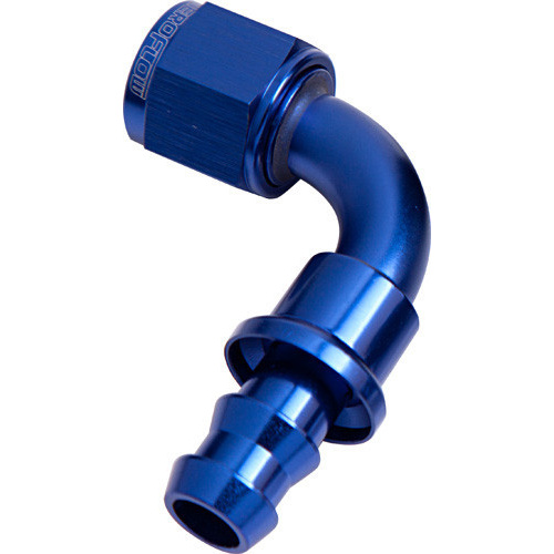 Aeroflow 90 DEG PUSH LOCK END -10AN BLUE NO CLAMP REQUIRED