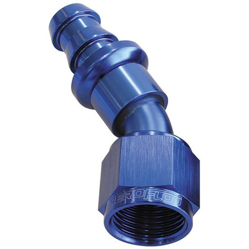 Aeroflow 30 DEG PUSH LOCK END -6AN BLUE NO CLAMP REQUIRED <15PSI