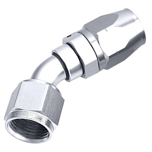 Aeroflow 500 Series Cutter Hose End -12AN Female to -12AN Hose 45-Degree Silver AF502-12S