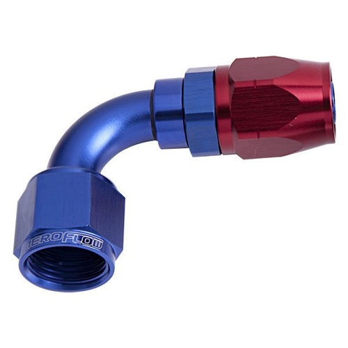 Aeroflow 500 Series Cutter Hose End -20AN Female to -20AN Hose 90-Degree Blue/Red AF503-20