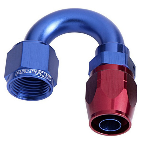 Aeroflow 500 Series Cutter Hose End -08AN Female to -08AN Hose 180-Degree Blue/Red AF506-08