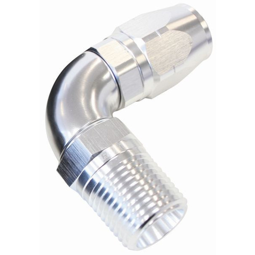 Aeroflow 550 Series Full Flow Hose End 1/8" NPT Male to -06AN Hose 90-Degree Silver AF529-06-02S