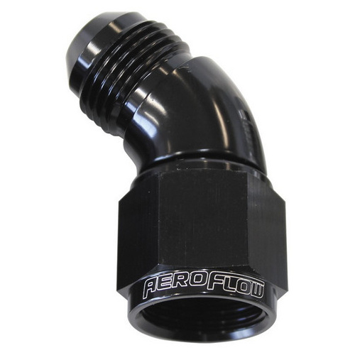 Aeroflow Full Flow Adapter -10AN Female to -10AN Male 45-Degree Black AF542-10BLK