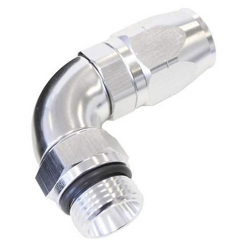 Aeroflow 550 Series Full Flow Hose End -08ORB Male to -08AN Hose 90-Degree Silver AF549-08-08S