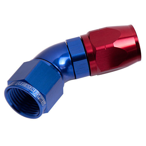 Aeroflow 550 Series Cutter Full Flow Hose End -10AN Female to -10AN Hose 45-Degree Blue/Red AF552-10