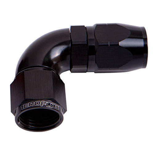 Aeroflow 550 Series Cutter Full Flow Hose End -06AN Female to -06AN Hose 90-Degree Black AF553-06BLK