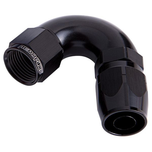 Aeroflow 550 Series Cutter Full Flow Hose End -06AN Female to -06AN Hose 120-Degree Black AF554-06BLK