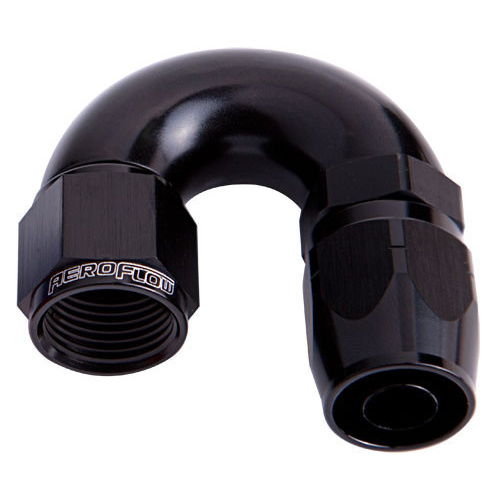 Aeroflow 550 Series Cutter Full Flow Hose End -06AN Female to -06AN Hose 180-Degree Black AF556-06BLK