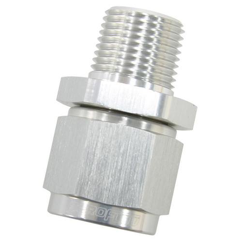 Aeroflow 1/8'' NPT TO -3AN FEMALE NUT SILVER STRAIGHT SWIVEL NUT