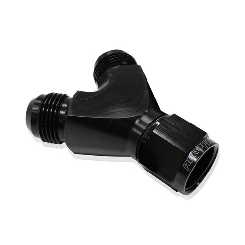 Aeroflow Y PIECE -10 SWIVEL NUT 2X -8ANBLACK