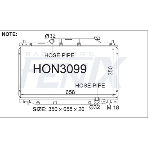 Radiator - Suits DOHC EFI (Manual) (HON3099-PA26M)